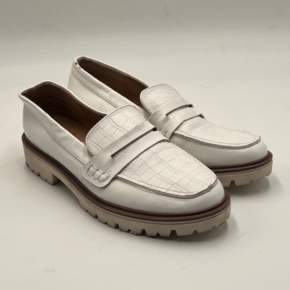 Journee Collection White Penny Loafers with Textured Finish 6